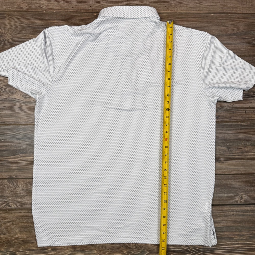 Collars & Co Men XL Polo Shirt White Gray Pulse Geometric Firm Dress Collar NEW - Picture 8 of 10